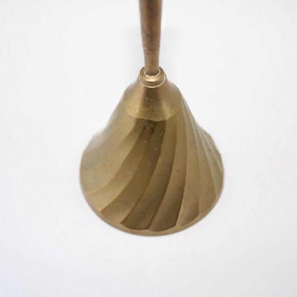 Vintage Brass Handheld Bell Made In India 6 3/8" Dinner Bell Swirled - Picture 2 of 5